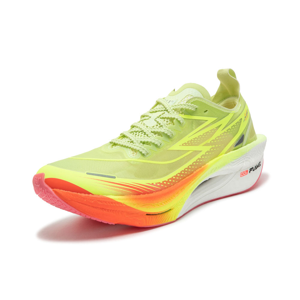 Tênis FLAME 3.5 Placa de Carbono Máxima Performance Corrida  - Masculino | Amarelo e Laranja Neon